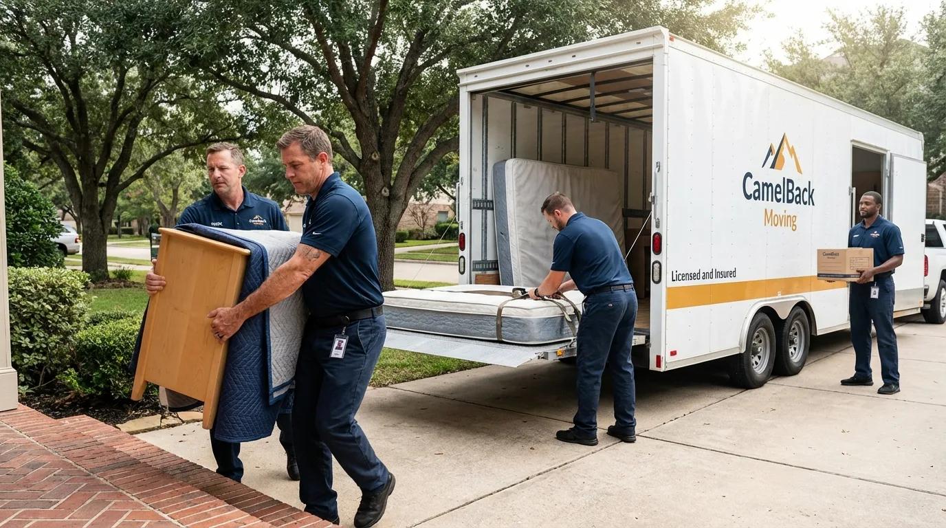 Crew loading residential truck for cross-state move from Tsaile, AZ