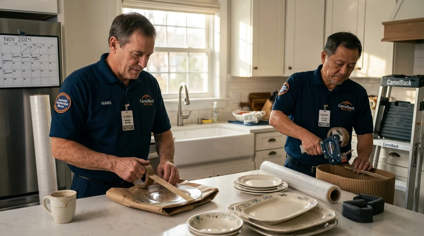 Professional crew packing kitchen dishware in Tsaile, AZ